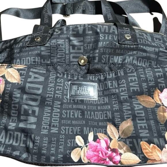 Steve Madden Black and Pink Floral Tote Bag - Picture 1 of 11